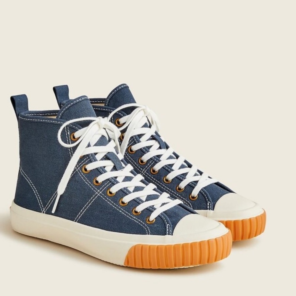 JCREW- CLASSIC NAVY CANVAS HIGH-TOP SNEAKERS  SZ 7.5 NIB